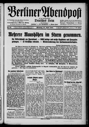 Berliner Abendpost vom 27.04.1915