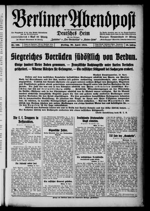 Berliner Abendpost vom 30.04.1915