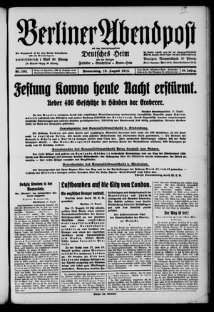 Berliner Abendpost vom 19.08.1915