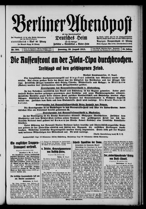 Berliner Abendpost vom 29.08.1915