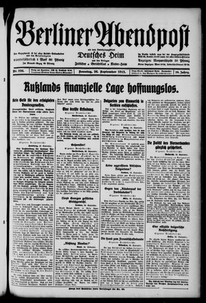 Berliner Abendpost vom 26.09.1915