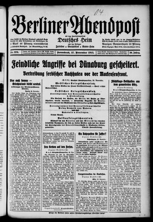 Berliner Abendpost vom 27.11.1915