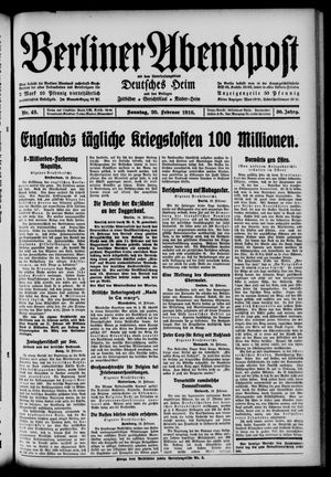 Berliner Abendpost vom 20.02.1916