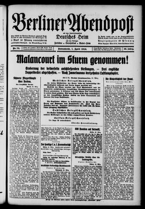 Berliner Abendpost on Apr 1, 1916