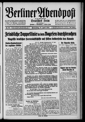Berliner Abendpost on Apr 27, 1916