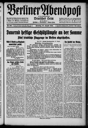 Berliner Abendpost vom 27.08.1916