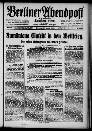 Berliner Abendpost vom 29.08.1916