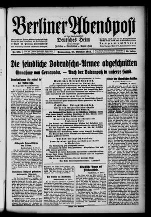 Berliner Abendpost vom 26.10.1916