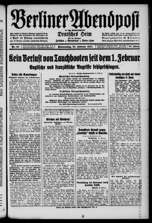 Berliner Abendpost vom 22.02.1917