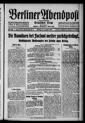 Berliner Abendpost vom 31.08.1917