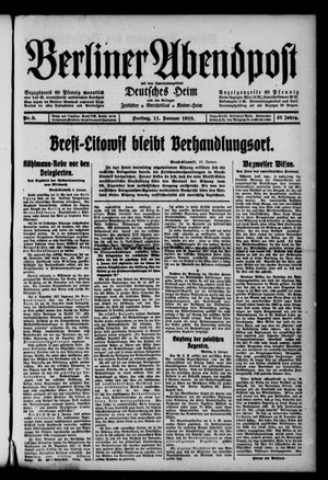 Berliner Abendpost vom 11.01.1918