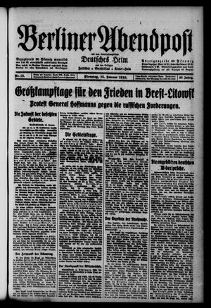 Berliner Abendpost vom 15.01.1918