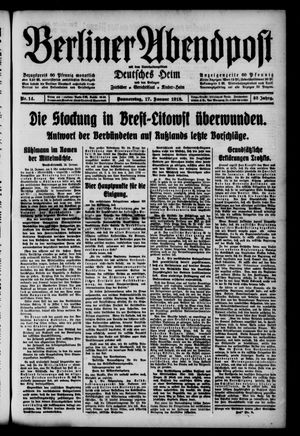 Berliner Abendpost on Jan 17, 1918