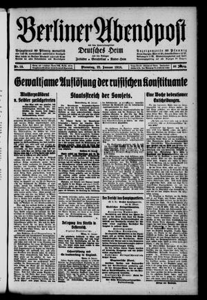 Berliner Abendpost vom 22.01.1918