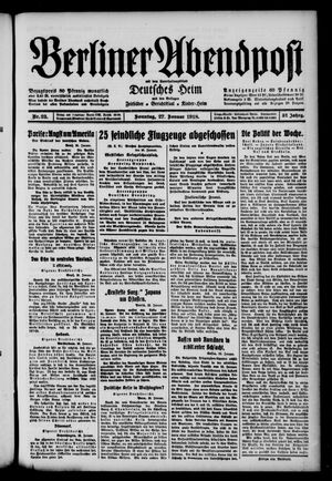 Berliner Abendpost vom 27.01.1918