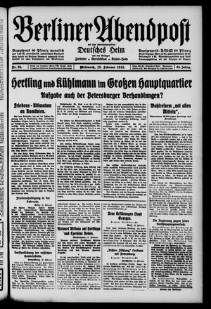 Berliner Abendpost vom 13.02.1918