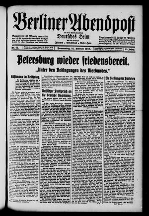 Berliner Abendpost on Feb 21, 1918