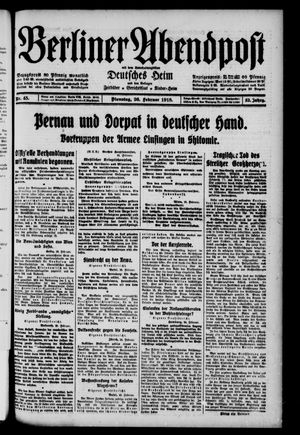 Berliner Abendpost vom 26.02.1918