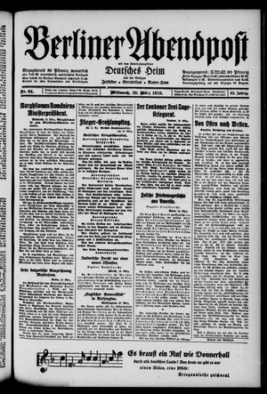 Berliner Abendpost on Mar 20, 1918