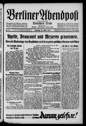 Berliner Abendpost vom 31.03.1918