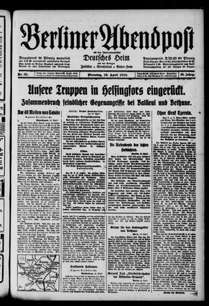 Berliner Abendpost on Apr 16, 1918