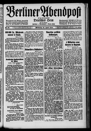 Berliner Abendpost vom 24.04.1918