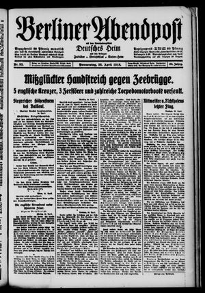 Berliner Abendpost vom 25.04.1918