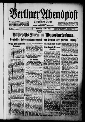 Berliner Abendpost vom 01.05.1918