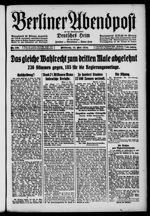 Berliner Abendpost on May 15, 1918