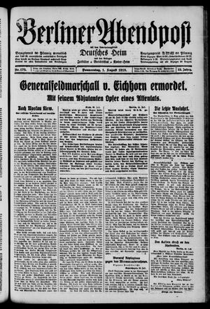 Berliner Abendpost vom 01.08.1918