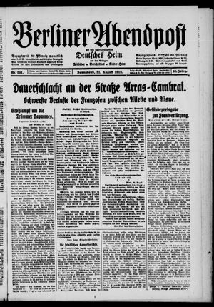 Berliner Abendpost vom 31.08.1918