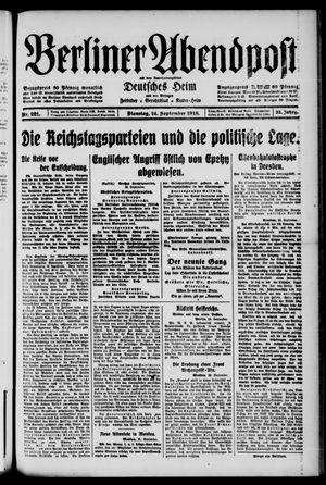 Berliner Abendpost vom 24.09.1918