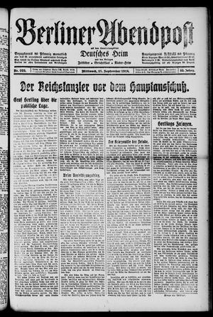 Berliner Abendpost vom 25.09.1918