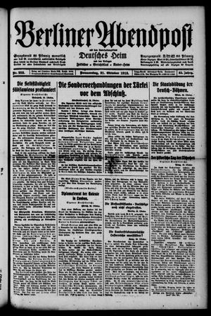 Berliner Abendpost vom 31.10.1918