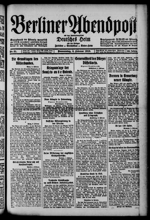 Berliner Abendpost on Feb 6, 1919