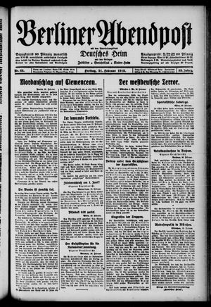 Berliner Abendpost vom 21.02.1919