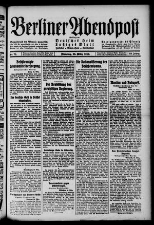Berliner Abendpost vom 25.03.1919