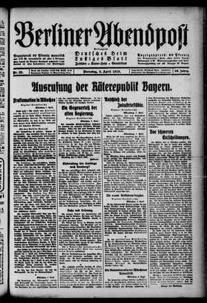 Berliner Abendpost vom 08.04.1919