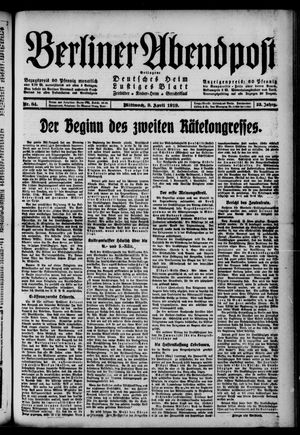 Berliner Abendpost on Apr 9, 1919