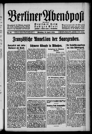 Berliner Abendpost on Apr 15, 1919