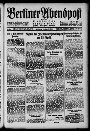 Berliner Abendpost on Apr 16, 1919