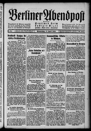 Berliner Abendpost on Apr 17, 1919
