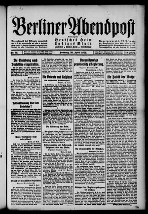 Berliner Abendpost vom 20.04.1919