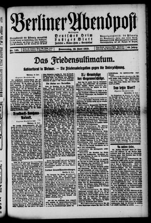 Berliner Abendpost vom 19.06.1919