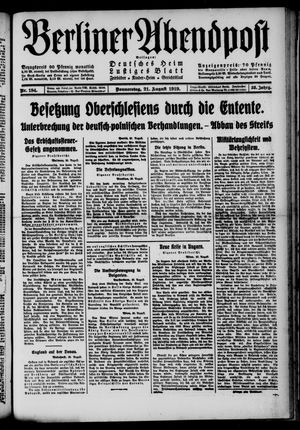 Berliner Abendpost vom 21.08.1919