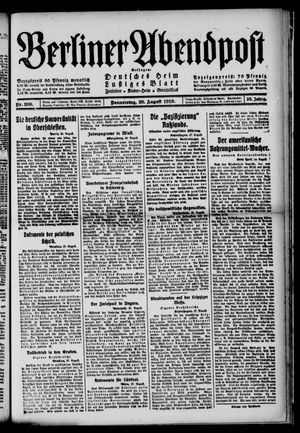 Berliner Abendpost vom 28.08.1919