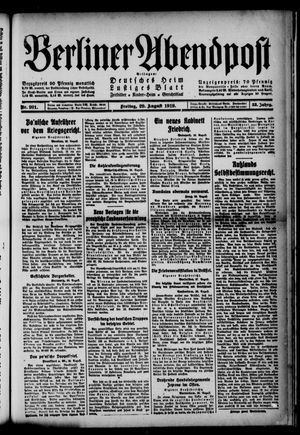 Berliner Abendpost vom 29.08.1919