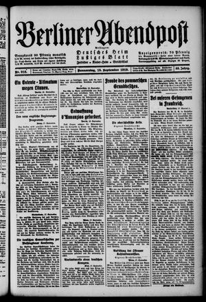 Berliner Abendpost vom 18.09.1919