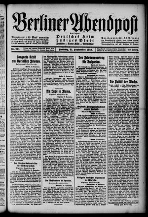 Berliner Abendpost vom 21.09.1919