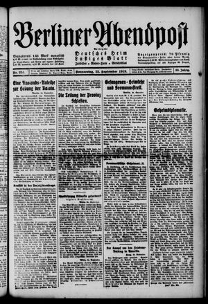 Berliner Abendpost vom 25.09.1919
